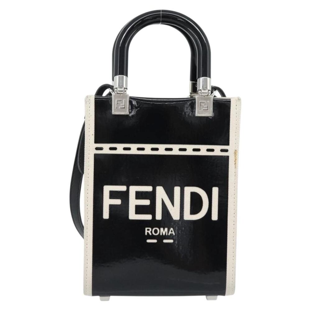 Fendi Patent Leather Kan I Handbag Black